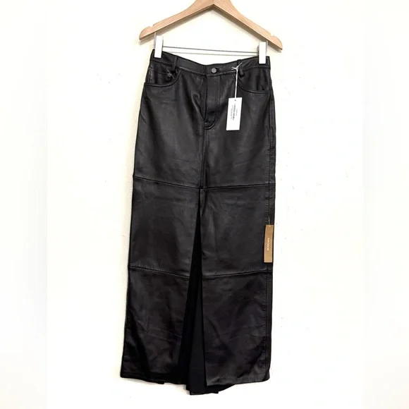 Reformation X Veda Tazz Slit Front Leather Maxi Dress Size 4P